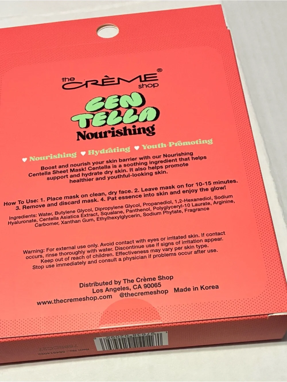 NWT The Crème Shop Centella Nourishing Sheet Mask 5-Pack